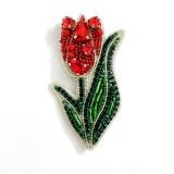 Cài áo hoa tulip đỏ thiết kế thủ công cao cấp SOLMI 98/ Red Tulip Jewellery Handmade Brooch