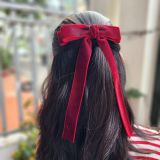 Kẹp tóc nơ tiểu thư dáng dài ruy băng nhung thời trang SOLMI 108