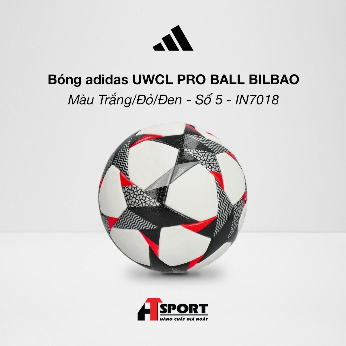 Bóng adidas UWCL PRO BALL BILBAO - Màu Trắng/Đỏ/Đen - Size 5 - IN7018