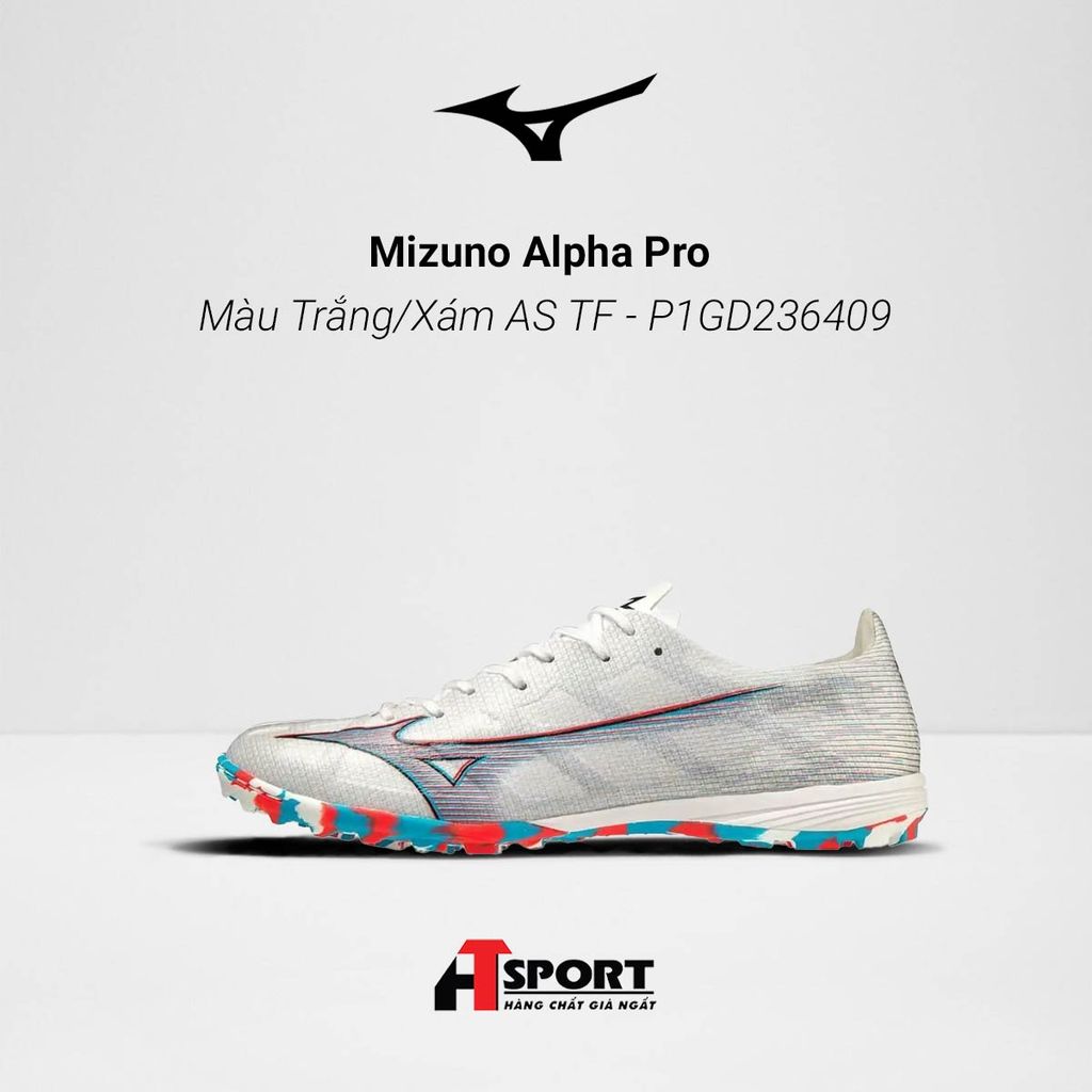  Mizuno Alpha Pro - Màu Xám/Trắng AS TF - P1GD236409 