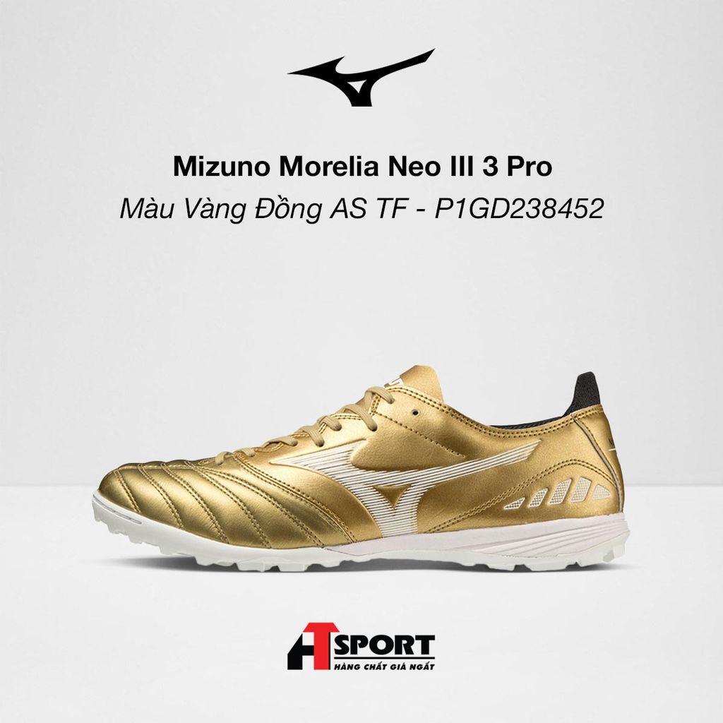  Mizuno Morelia Neo III 3 Pro - Màu Vàng Đồng AS TF - P1GD238452 