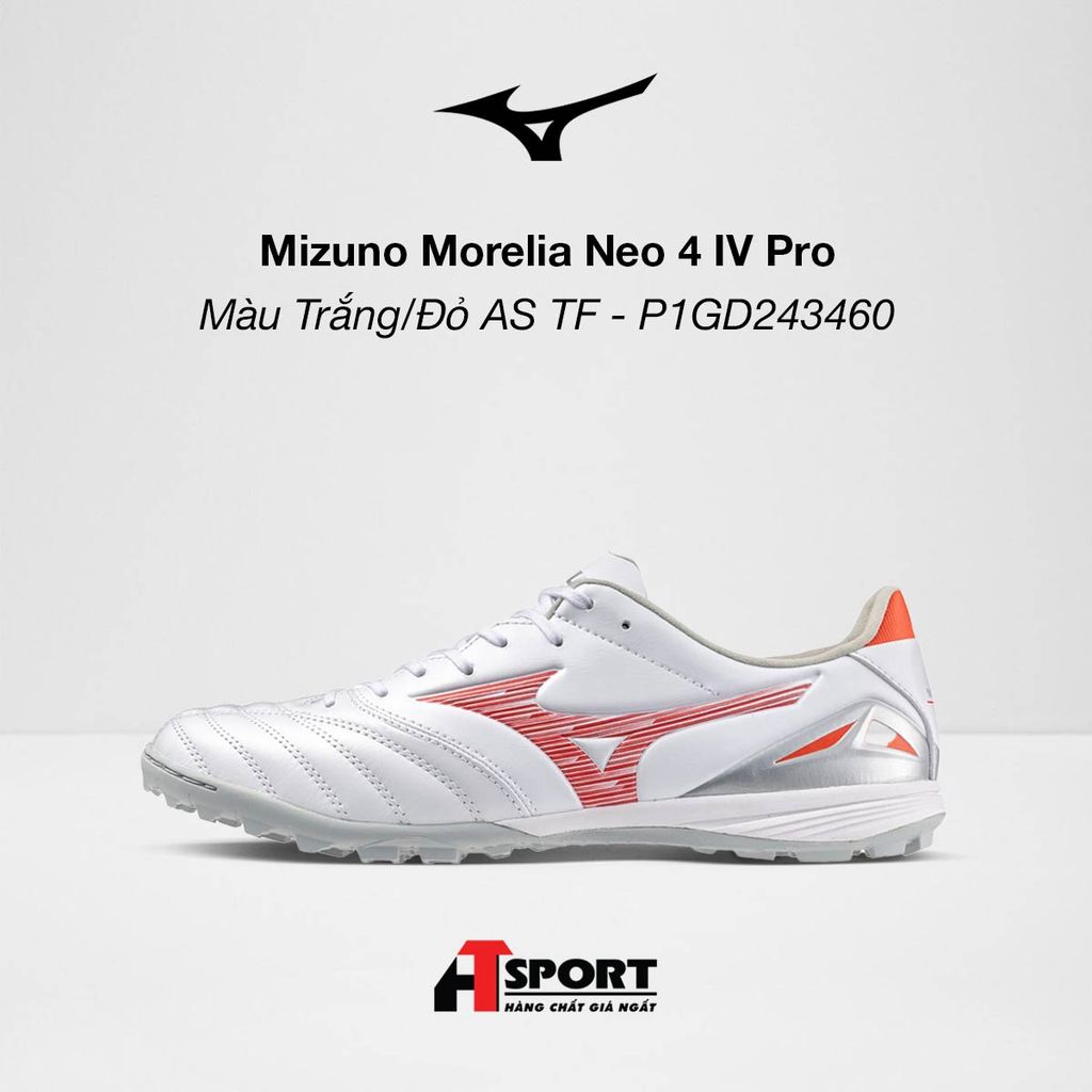 Mizuno Morelia Neo 4 IV Pro Màu Trắng/Đỏ AS TF - P1GD243460