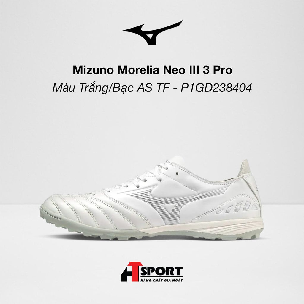  Mizuno Morelia Neo III 3 Pro - Màu Trắng AS TF - P1GD238404 