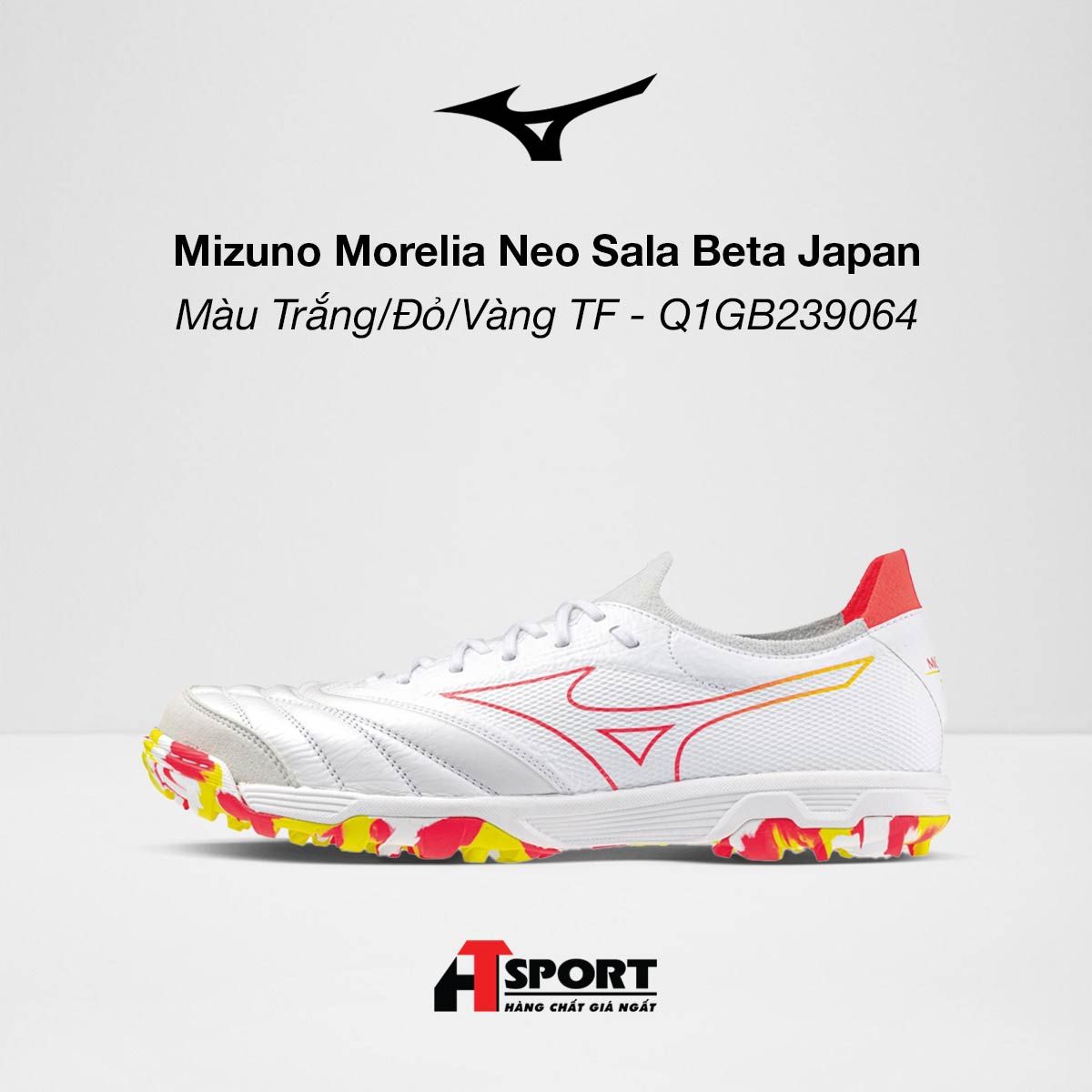 Mizuno Morelia Neo Sala Beta Japan Màu Trắng/Đỏ/Vàng TF - Q1GB239064