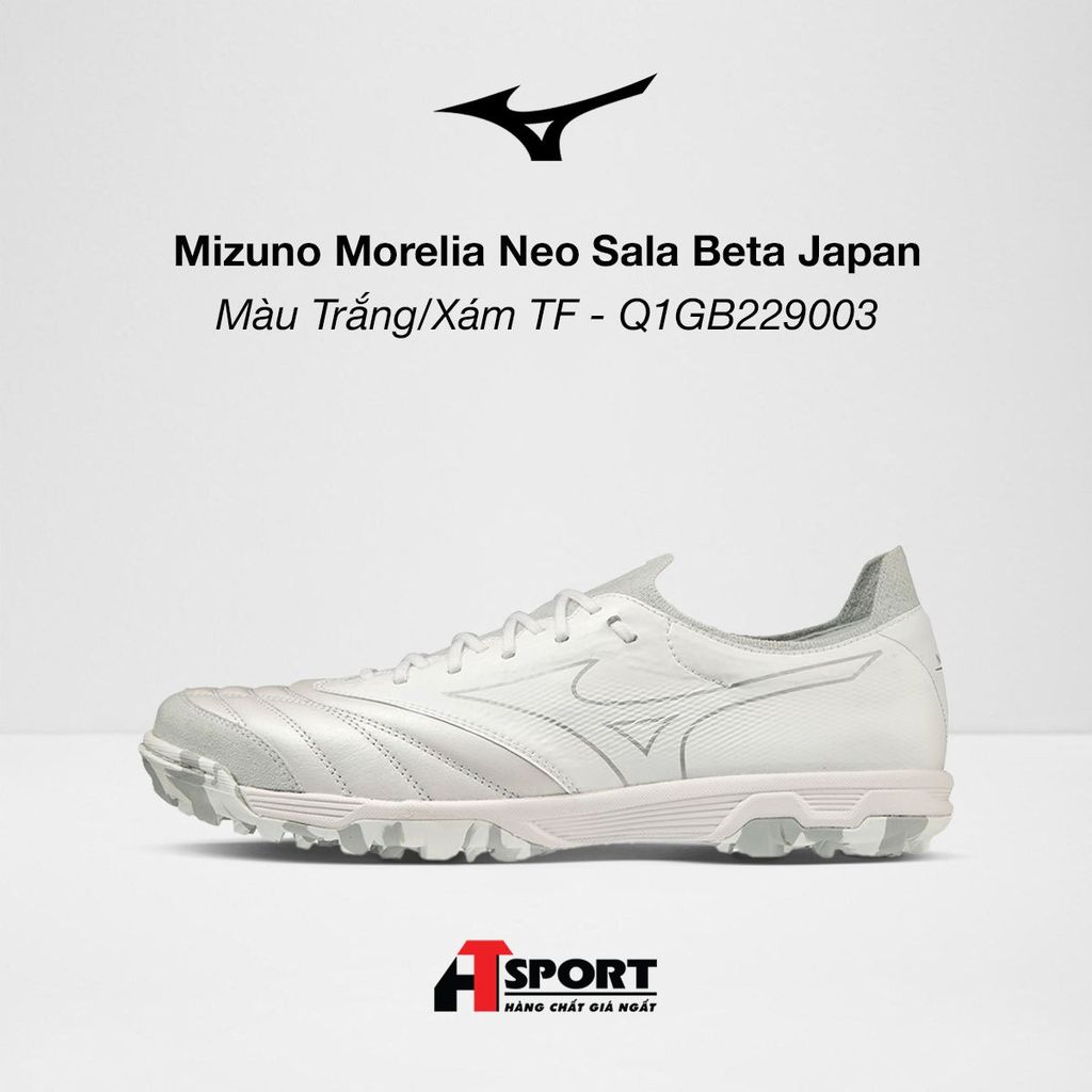 Mizuno Morelia Neo Sala Beta Japan Màu Trắng Xám TF - Q1GB229003