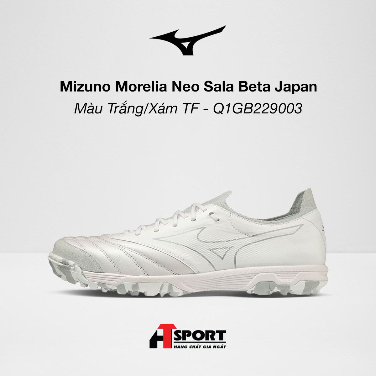 Mizuno Morelia Neo Sala Beta Japan Màu Trắng Xám TF - Q1GB229003