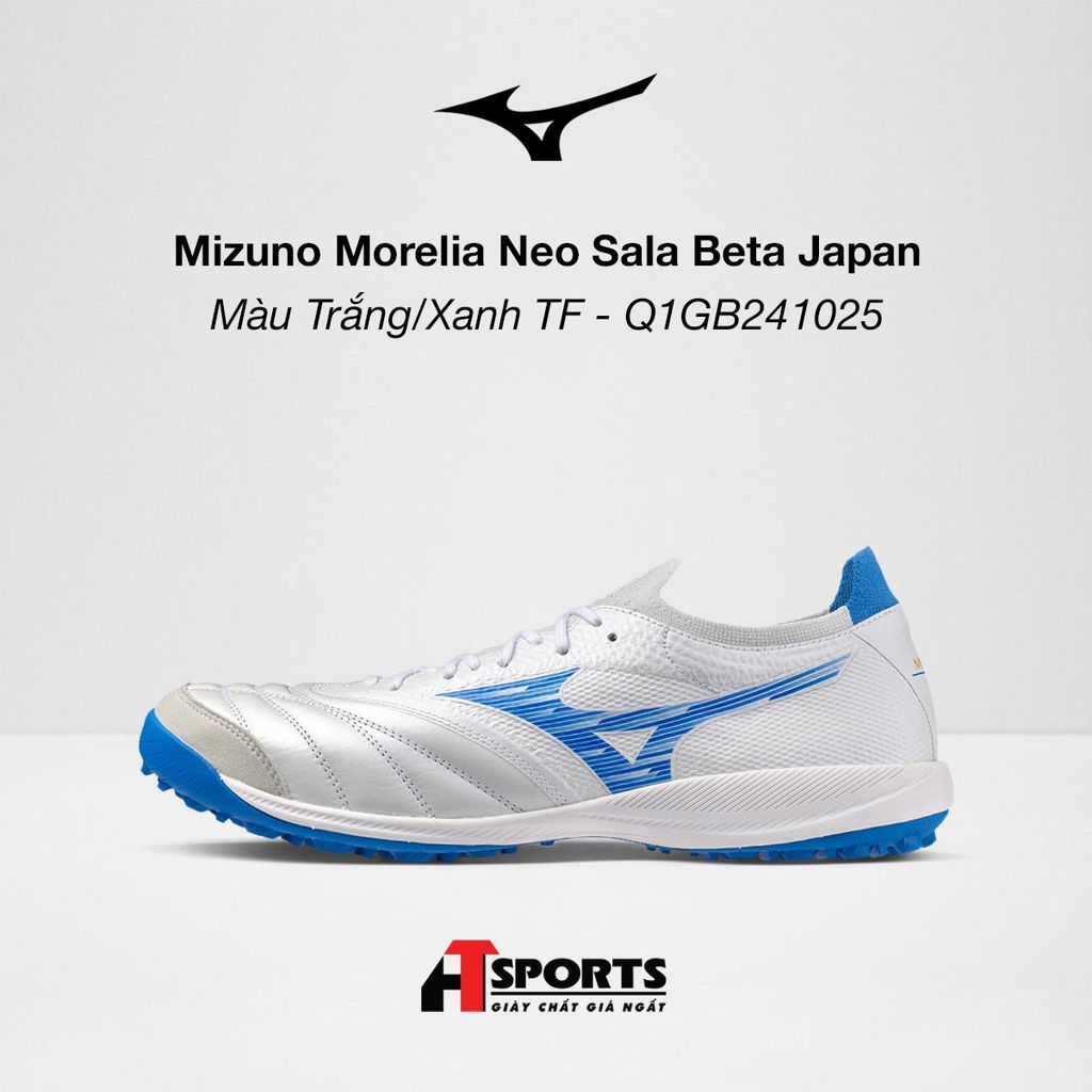 Mizuno Morelia Neo Sala Beta Japan - Màu Trắng/Xanh TF - Q1GB241025