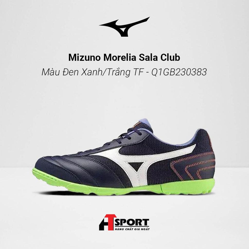  Mizuno Morelia Sala Club Màu Đen Xanh/Trắng TF - Q1GB230383 