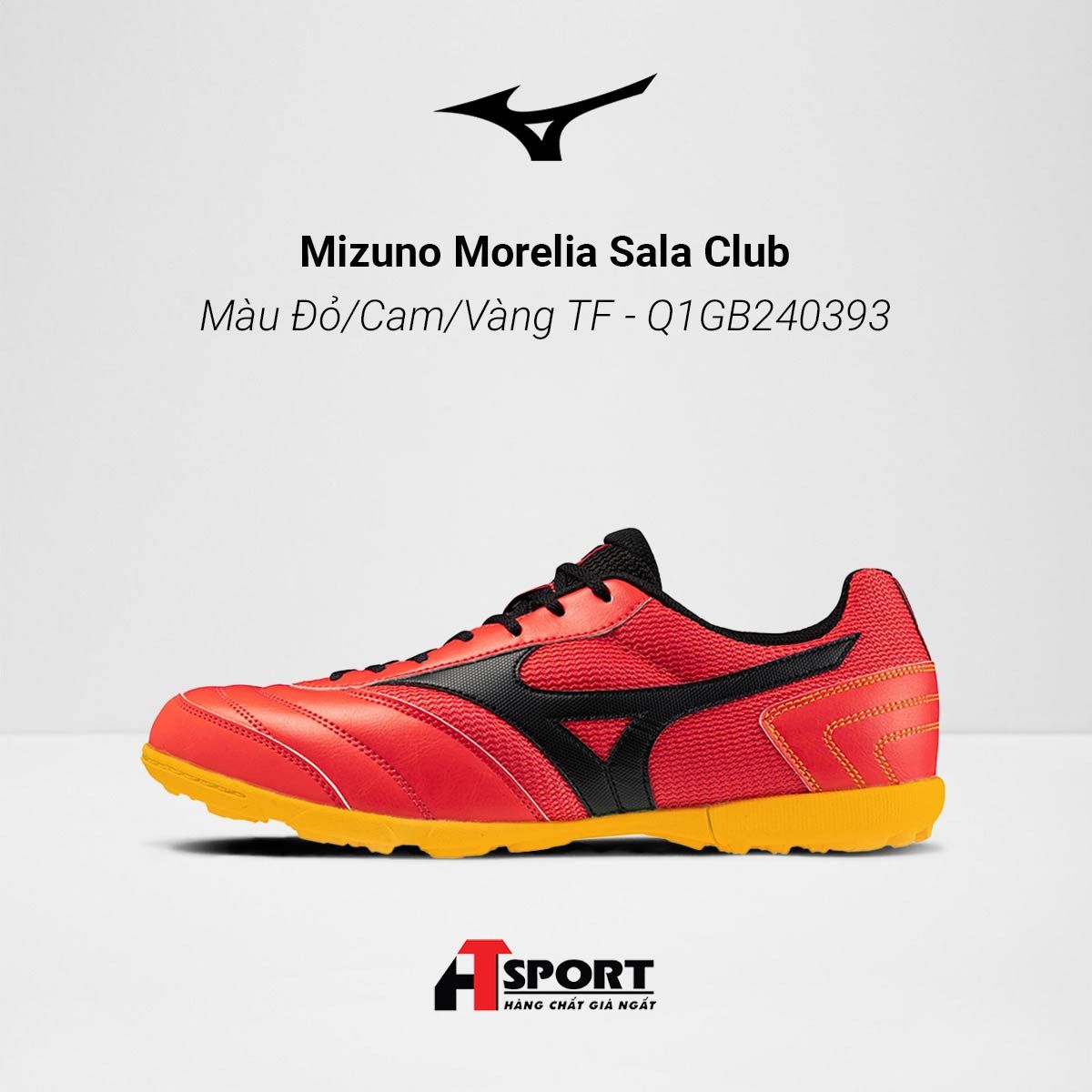  Mizuno Morelia Sala Club Màu Đỏ Cam/Đen TF - Q1GB240393 