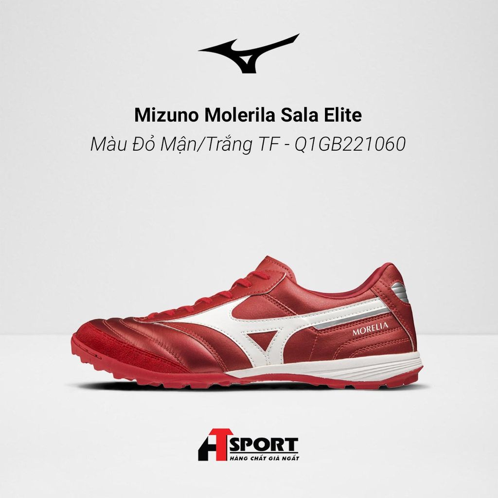  Mizuno Morelia Sala Elite - Màu Đỏ Mận/Trắng TF - Q1GB221060 