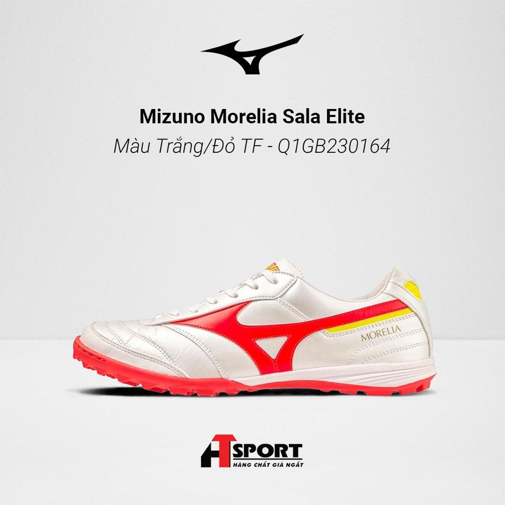  Mizuno Morelia Sala Elite - Màu Trắng/Đỏ TF - Q1GB230164 
