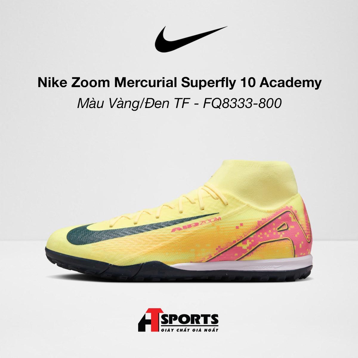 Nike Mercurial Superfly 10 Academy KM TF - Màu Vàng/Đen TF - FQ8333-800