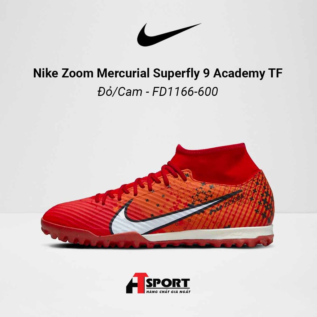  Nike Zoom Mercurial Superfly 9 Đỏ/Cam Academy TF  - FD1166-600 