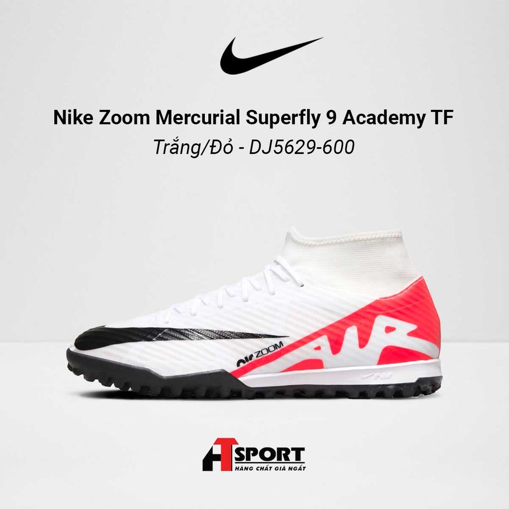 Nike Zoom Mercurial Superfly 9 Trắng/Đỏ Academy TF - DJ5629-600