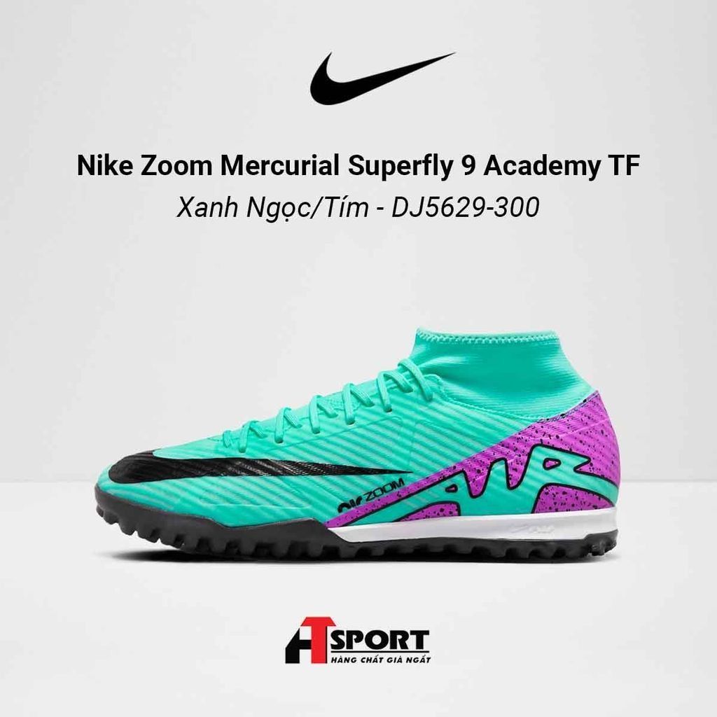  Nike Zoom Mercurial Superfly 9 Xanh Ngọc/Tím Academy TF - DJ5629-300 