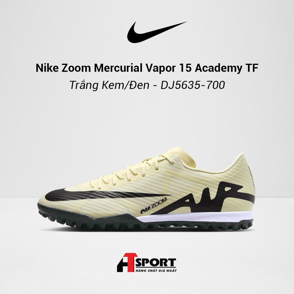 Nike Zoom Mercurial Vapor 15 Trắng Kem/Đen Academy TF - DJ5635-700
