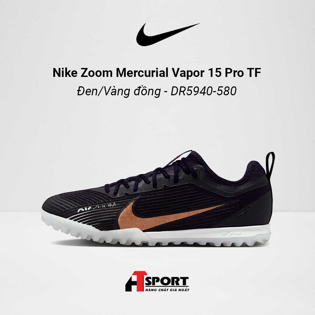  Nike Zoom Mercurial Vapor 15 Đen/Vàng Đồng Pro TF - DR5940-580 