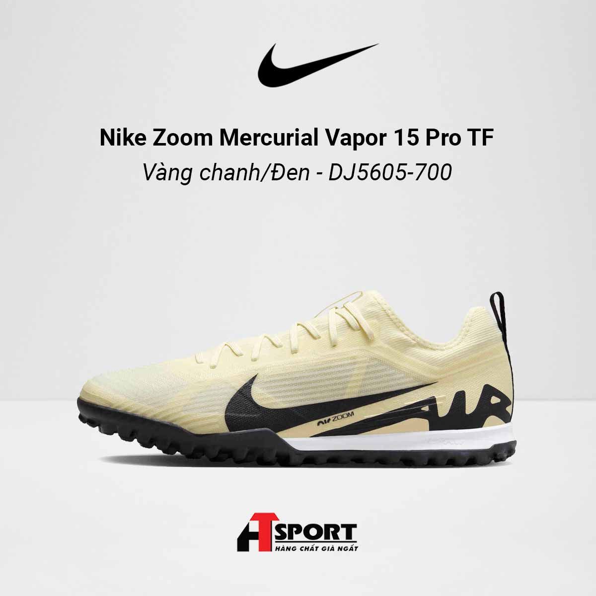 Nike Zoom Mercurial Vapor 15 Trắng Kem/Đen Pro TF - DJ5605-700