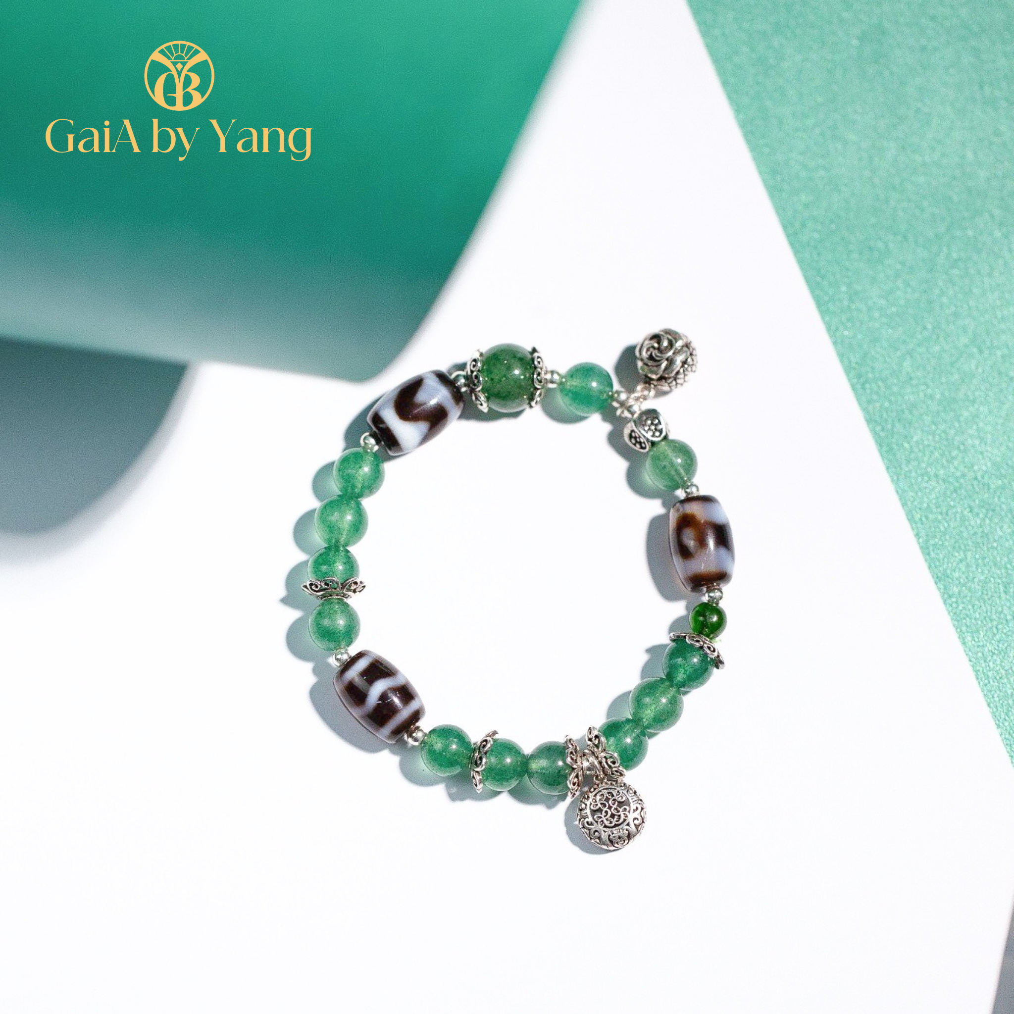 Vòng Thạch Anh Dâu Xanh phối Dzi