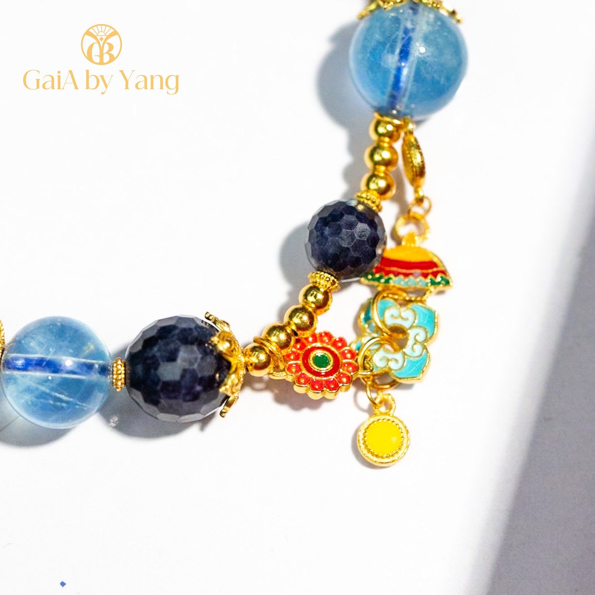 Vòng khuyết mệnh Thủy - Aquamarine phối Sapphire