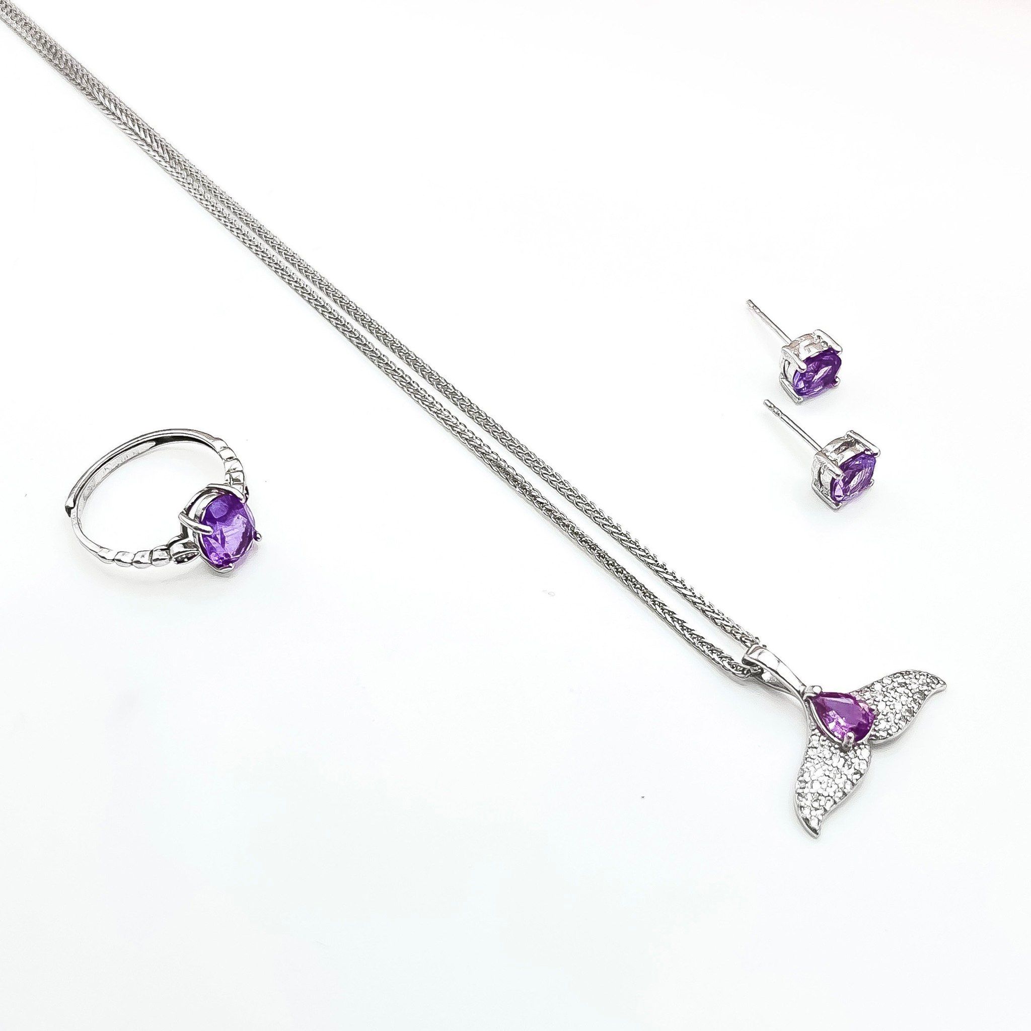 Bộ trang sức bạc đính đá Spinel