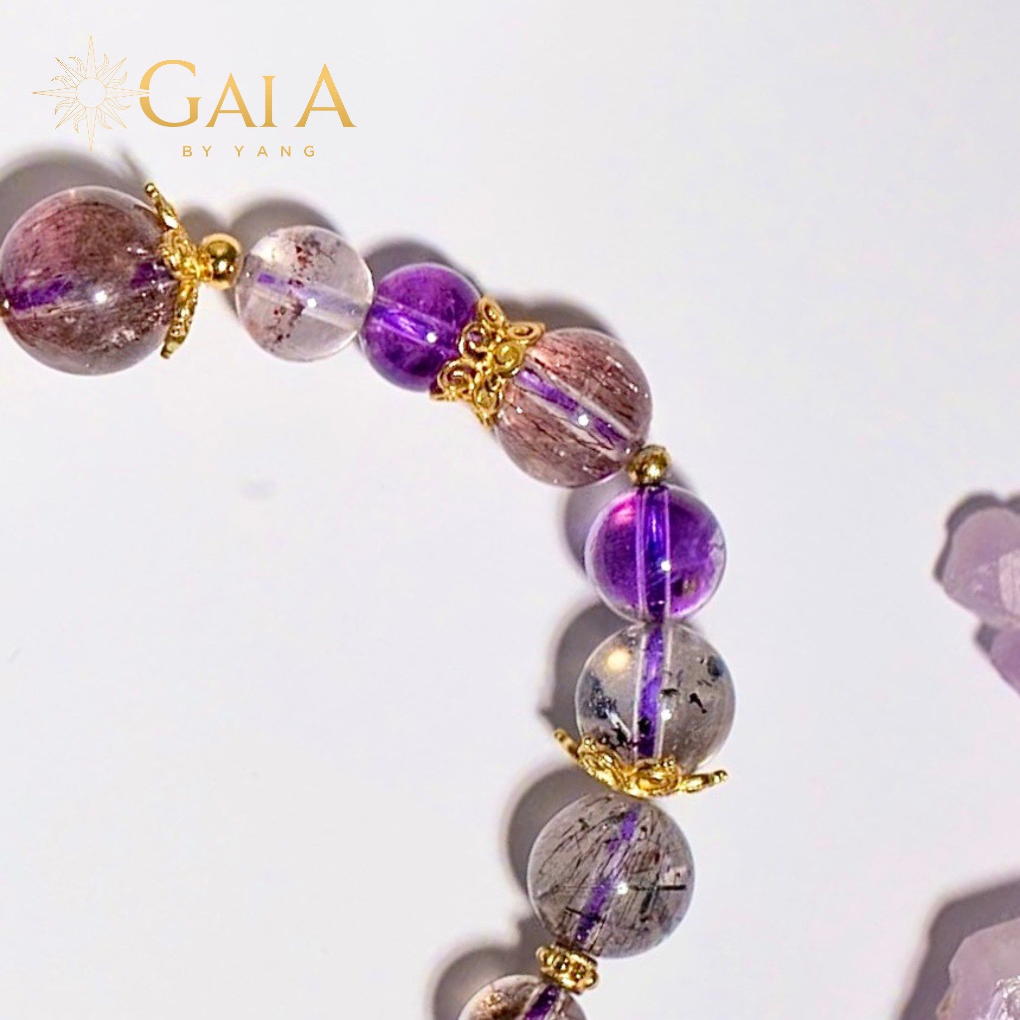 Vòng đá Super Seven phối charm