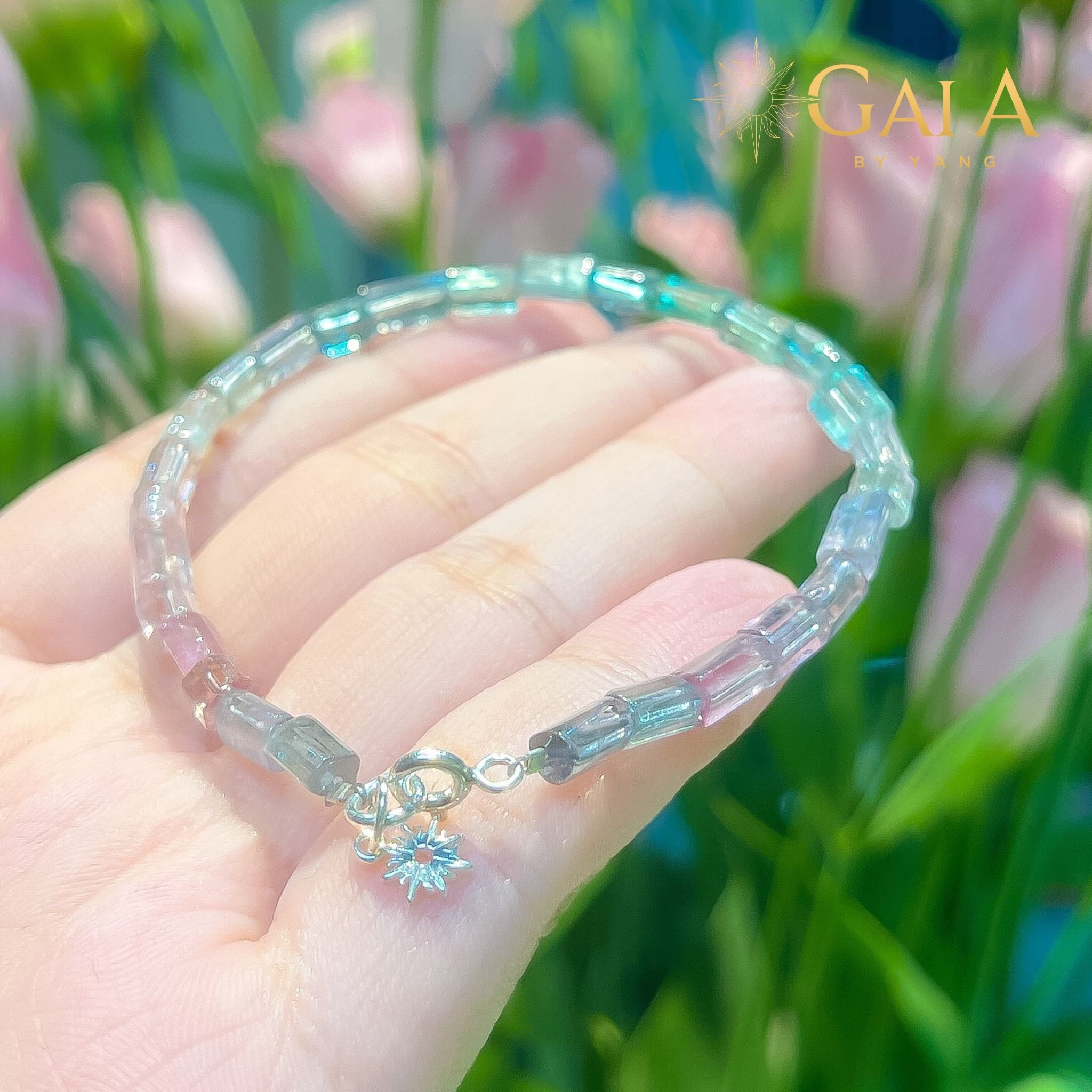 Vòng đá Tourmaline giác thô đa sắc