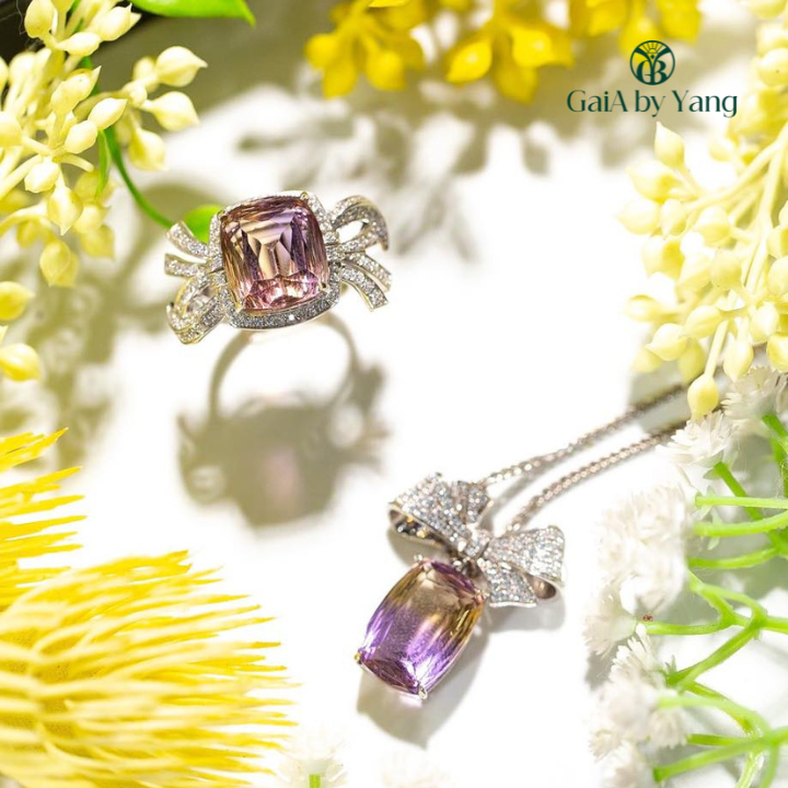 Bộ trang sức vàng đá Ametrine