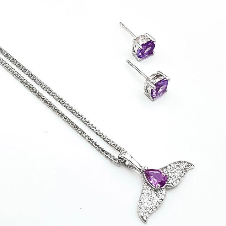 Bộ trang sức bạc đính đá Spinel