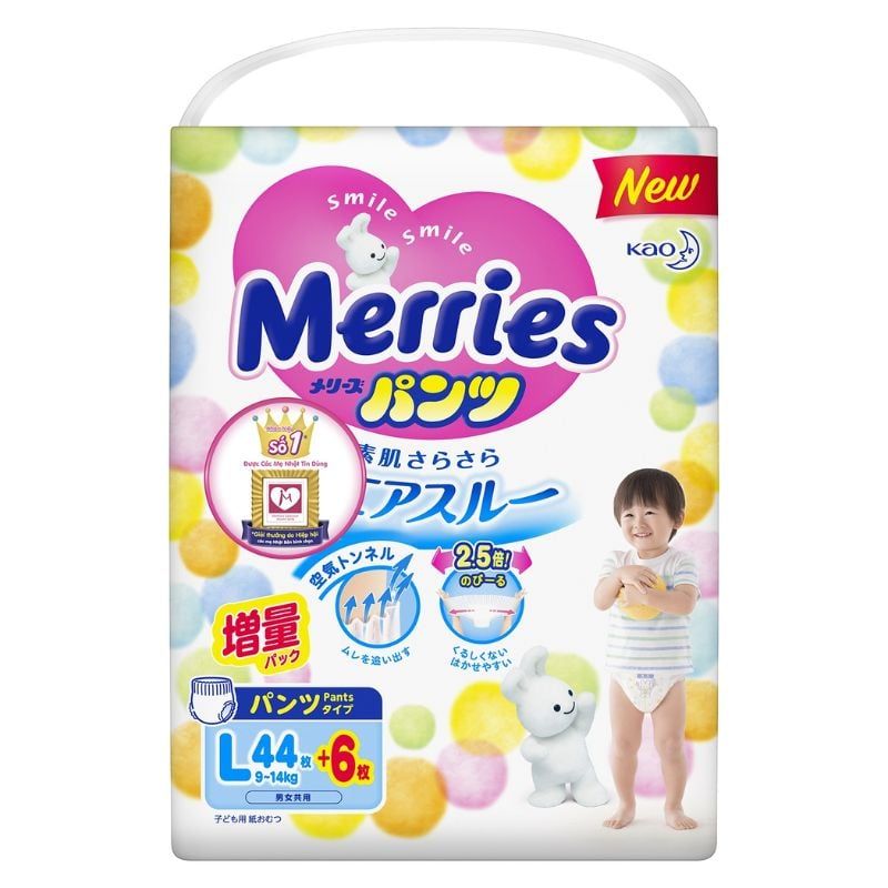 Bỉm Quần Merries Nội Địa Size L (44 + 6 miếng)