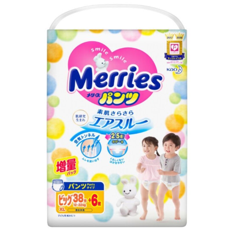 Bỉm Quần Merries Nội Địa Size XL (38 + 6 Miếng)
