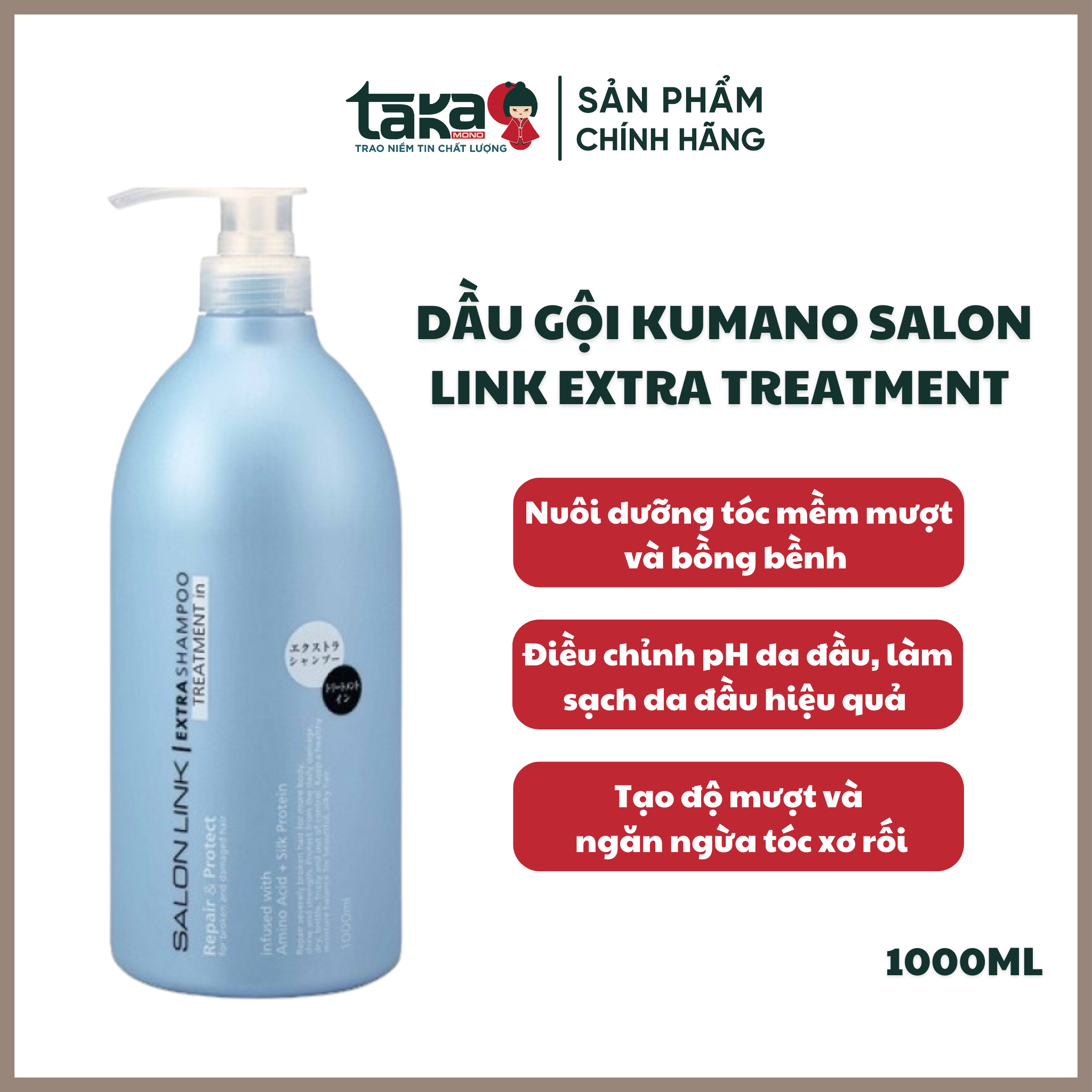 Dầu Gội Kumano Salon Link Extra Treatment Cho Tóc Uốn Nhuộm- 1000ml