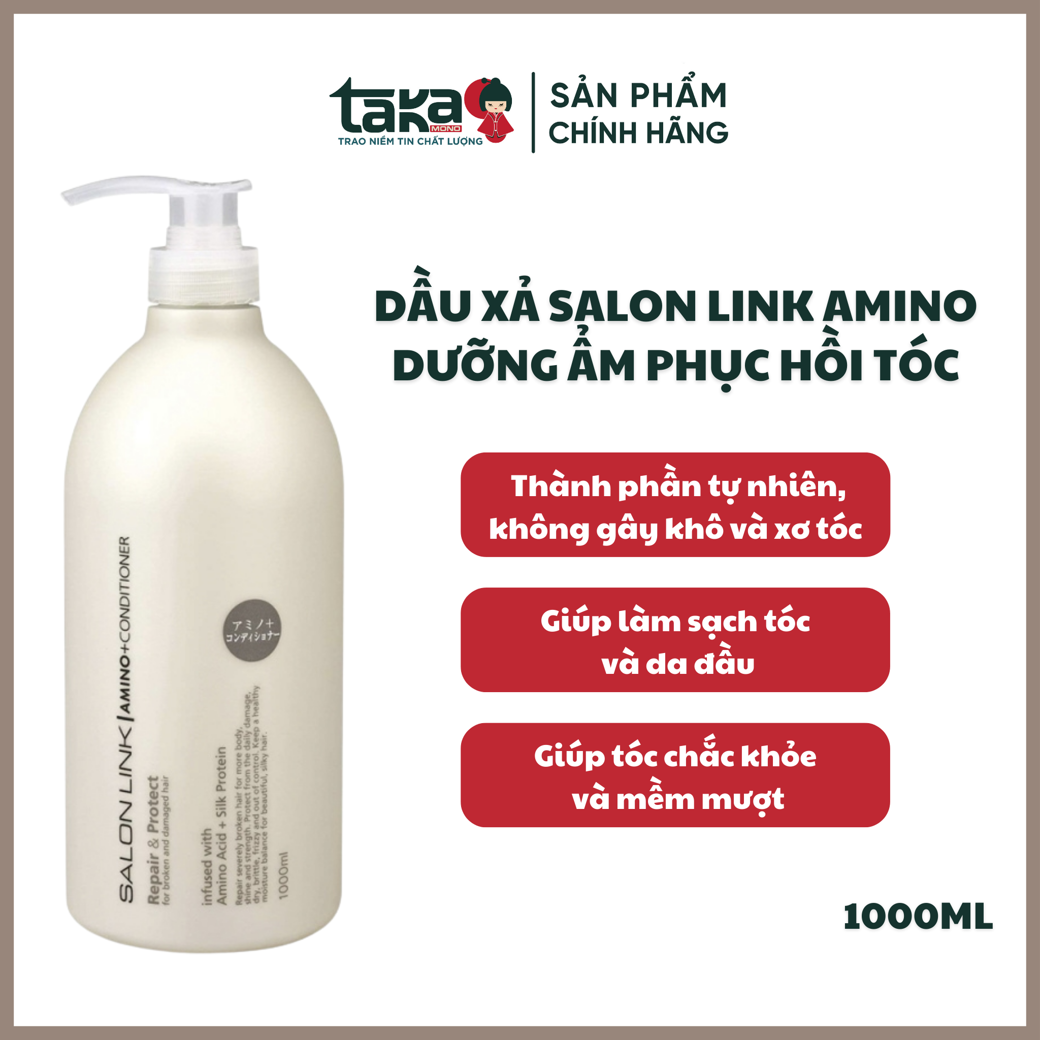 Dầu Xả Salon Link Amino 1000ml - Dưỡng ẩm phục hồi tóc