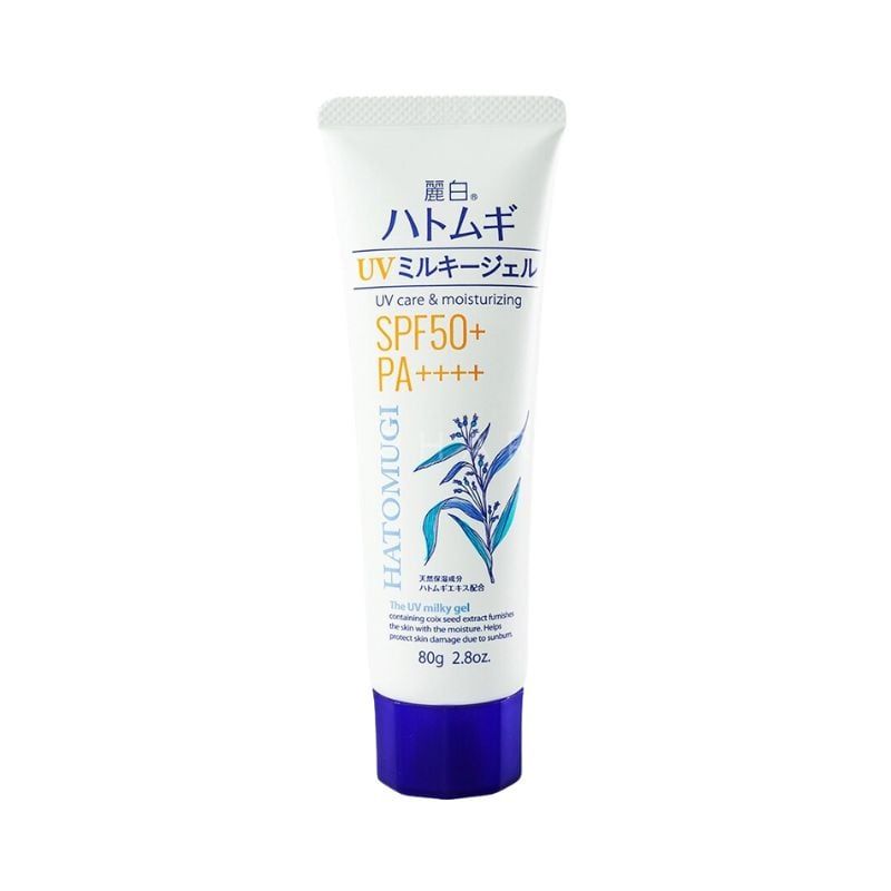 Kem Chống Nắng Hatomugi Dưỡng Ẩm & Làm Sáng Da 80g The UV Milky Gel UV Care & Moisturizing SPF50+ PA++++