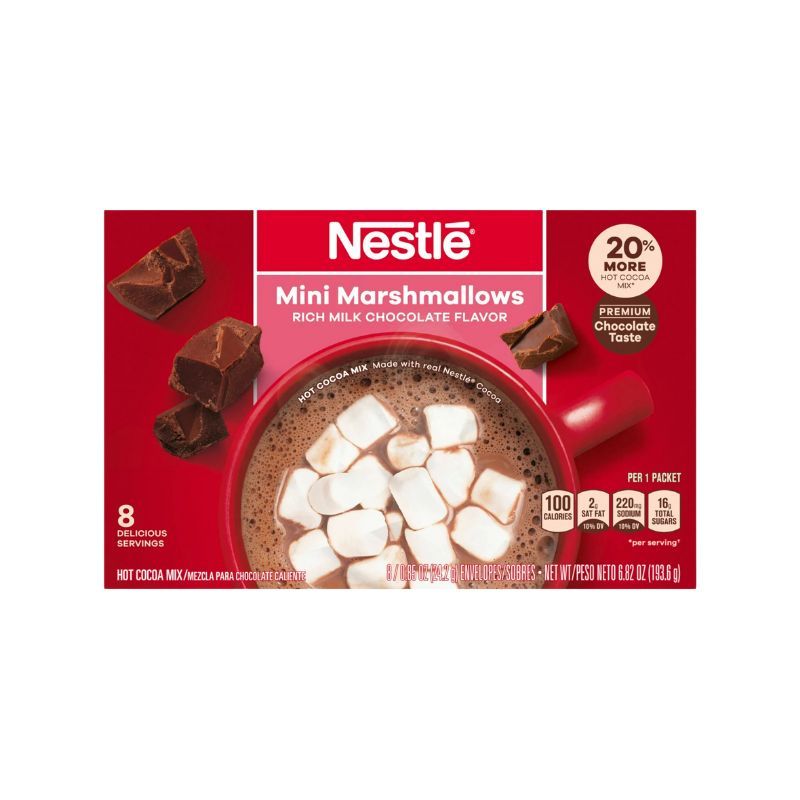 Bột Cacao Hòa Tan Nestle Mini Marshmallows Mỹ Hộp 8 Gói