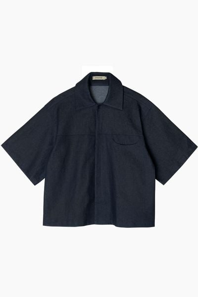 PARTIMENTOのWashed denim roll-up half shirt MUSINSA | PARTIMENTO Washed denim roll-up half shirt blue