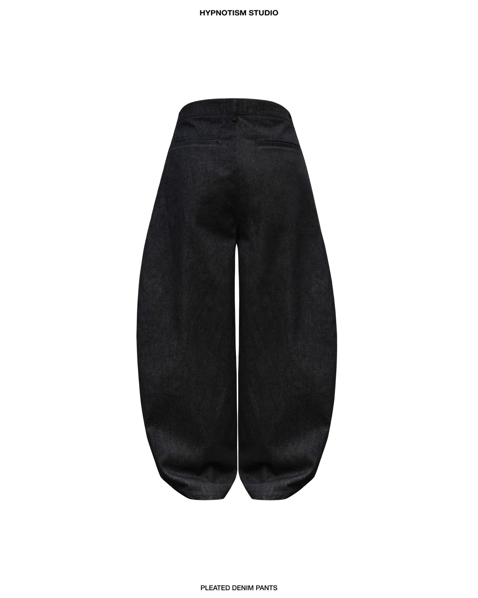 DENIM PLEATED PANTS