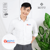  Sơ mi đồng phục trắng trơn thêu logo 