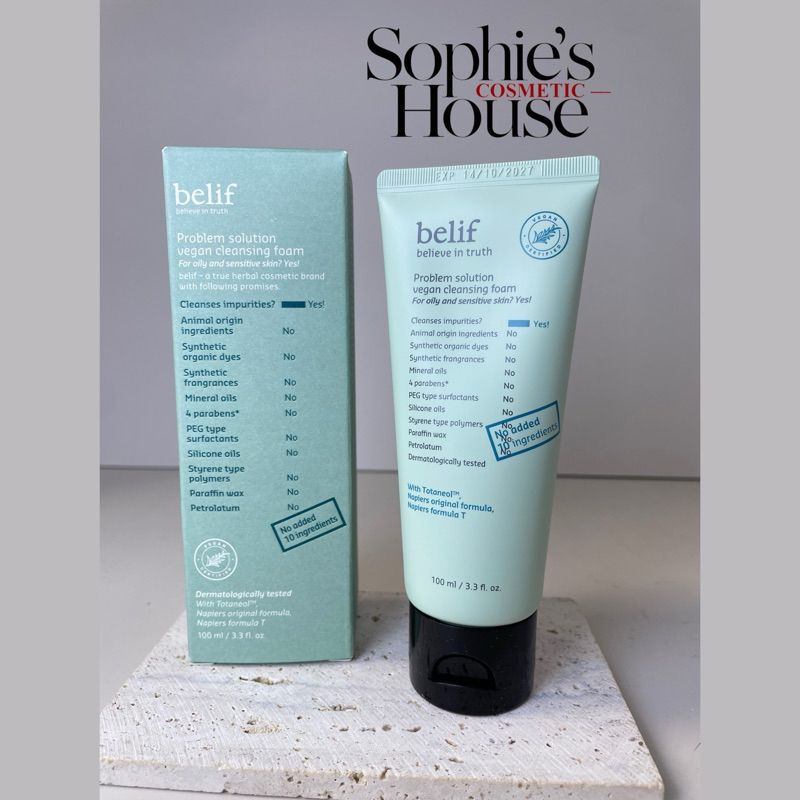 100ml / Sữa rửa mặt ngăn ngừa mụn BELIF Problem Solution Vegan Cleansing Foam