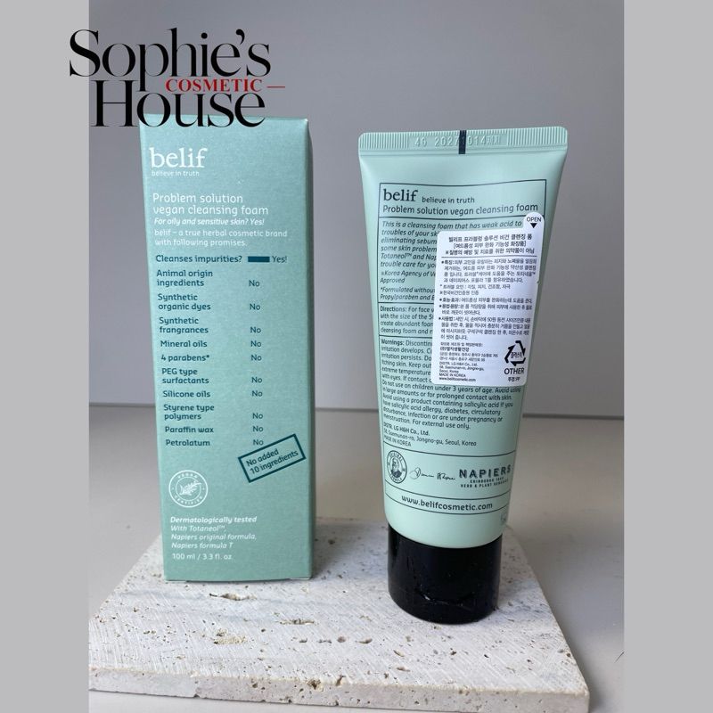 100ml / Sữa rửa mặt ngăn ngừa mụn BELIF Problem Solution Vegan Cleansing Foam