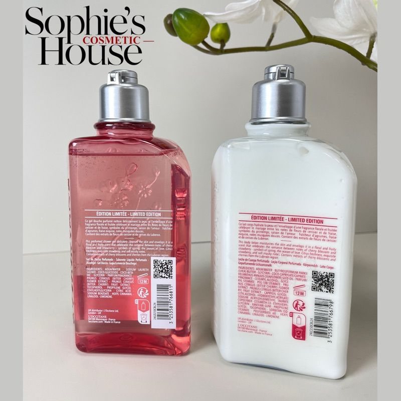 250ml / Sữa tắm - Dưỡng thể anh đào dâu tây LOccitane Cherry Blossom Cerisier Amoureux