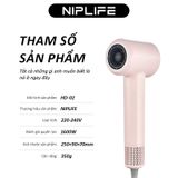 Máy Sấy Tóc Tốc Độ Cao NIPLIFLIFE 40s Nhanh Khô HD-02