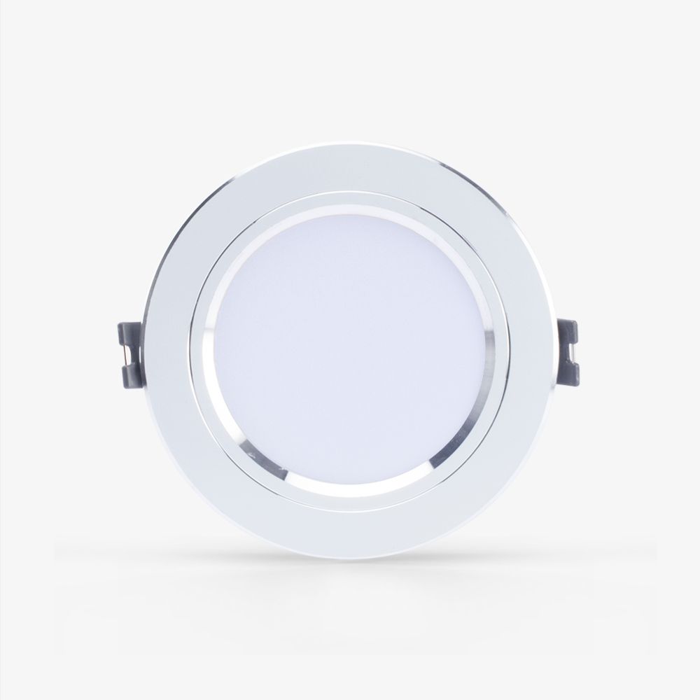 Đèn LED âm trần downlight đổi màu 7W viền bạc