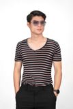 Áo Thun Tay Ngắn Sọc Ngang cổ V - AT013