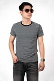Áo Thun Tay Ngắn Sọc Ngang Cổ viền đen - AT015