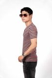 Áo Thun Nam Tay Ngắn Sọc Ngang Cổ V - AT019