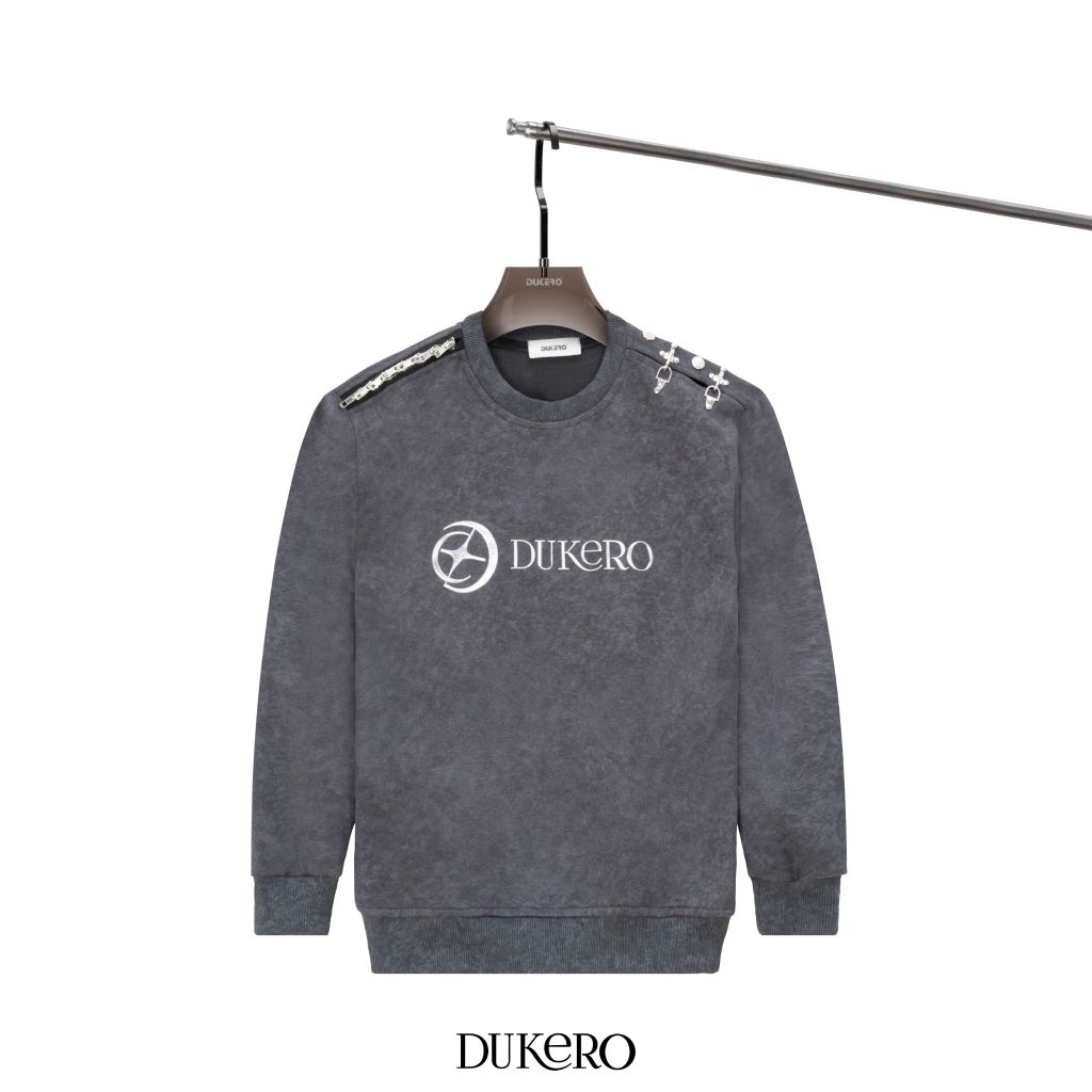 Áo Sweater Dukero Móc Cài 360Gram Logo Nổi Bạc Tie Dye Nhẹ