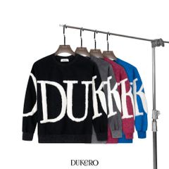 Áo Sweater Dukero Đính Logo Lông  360Gram Mặt Vải Wash Loang