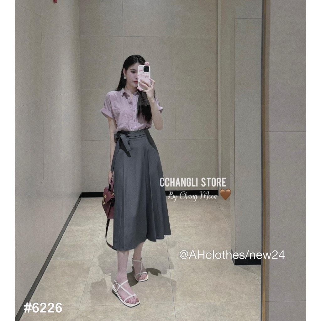 H14-Chân váy xếp ly buộc nơ
