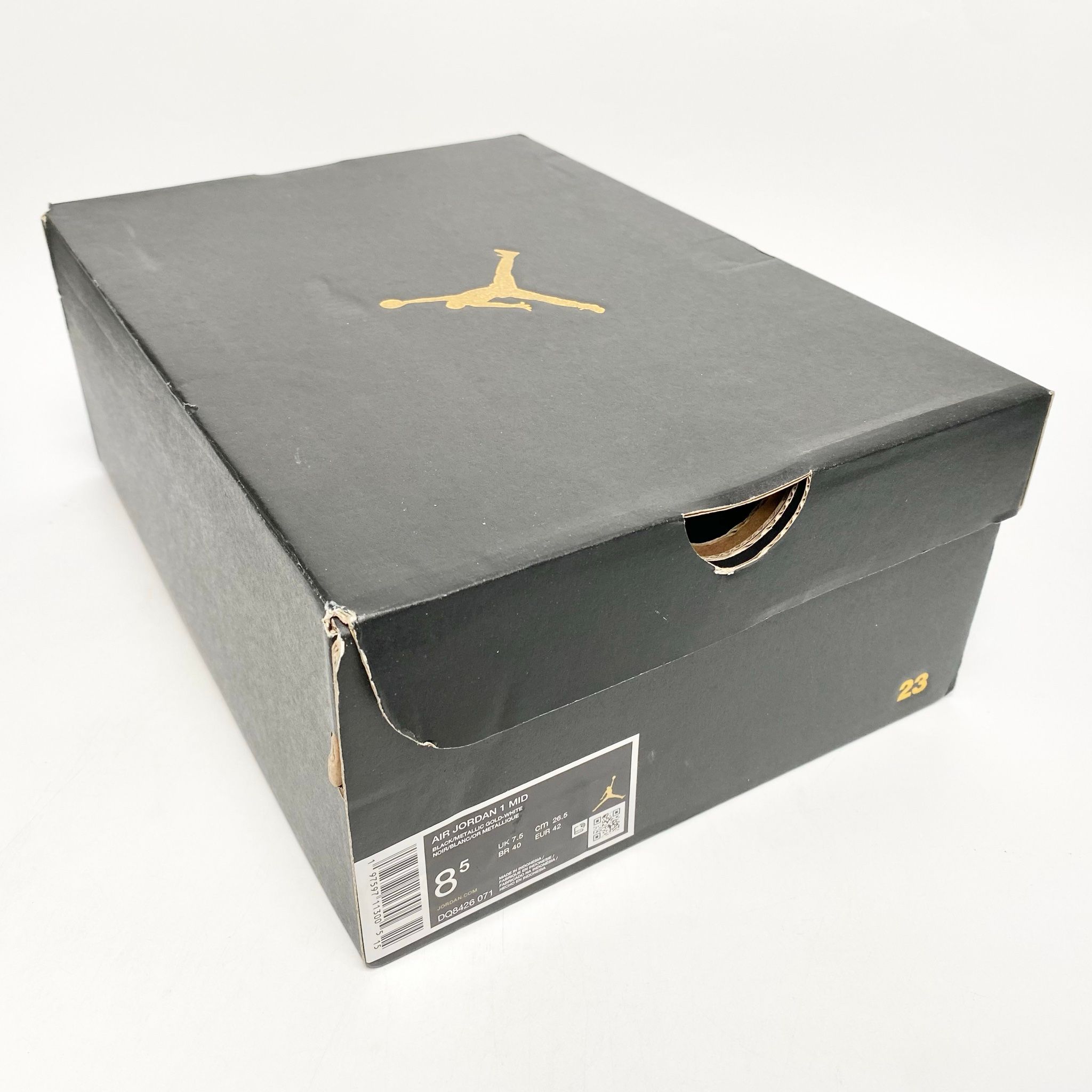 NIKE AIR JORDAN 1 MID SHOES BLACK METALLIC GOLD WHITE DQ8426071